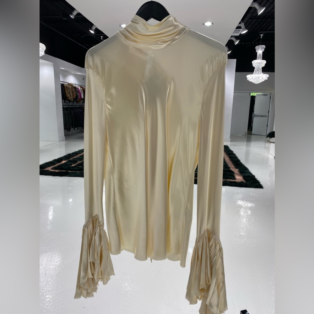 KHAITE
Pleated-Cuff Silk Blouse
